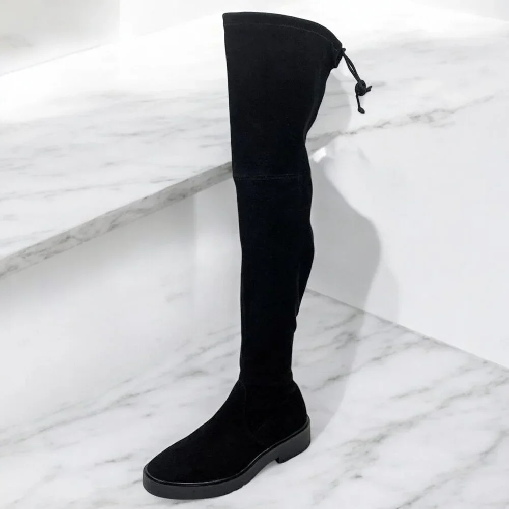 NIB Authentic Stuart Weitzman Mara Over the Knee Platform Boot Black Suede